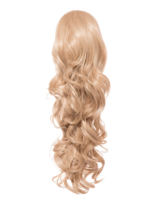 22 Inch Curly Drawstring Ponytail Synthetic Extensions caramel blonde