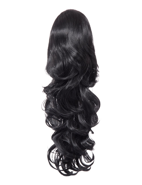 22 Inch Curly Drawstring Ponytail Synthetic Extensions jet black