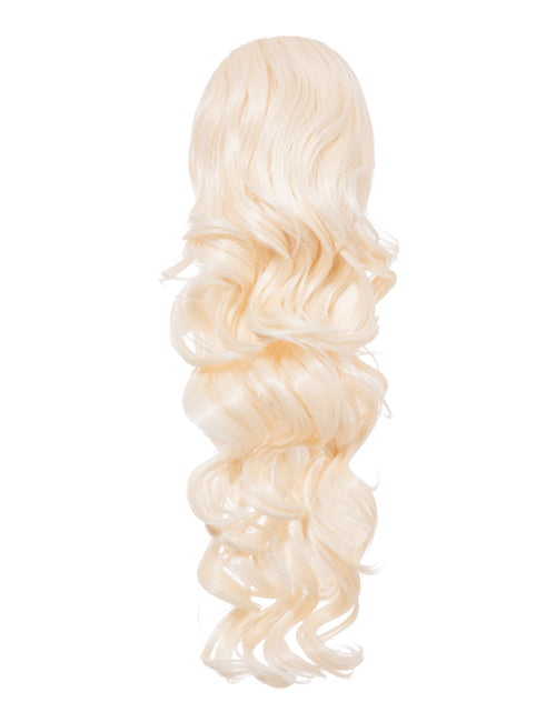 22 Inch Curly Drawstring Ponytail Synthetic Extensions pure blonde