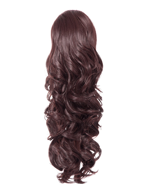 22 Inch Curly Drawstring Ponytail Synthetic Extensions plum