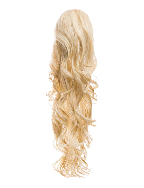 22 Inch Curly Drawstring Ponytail Synthetic Extensions highlighted champagne blonde