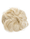 champagne blonde messy bun hair extension scrunchie