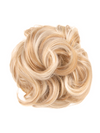 golden beige blonde messy bun hair extension scrunchie