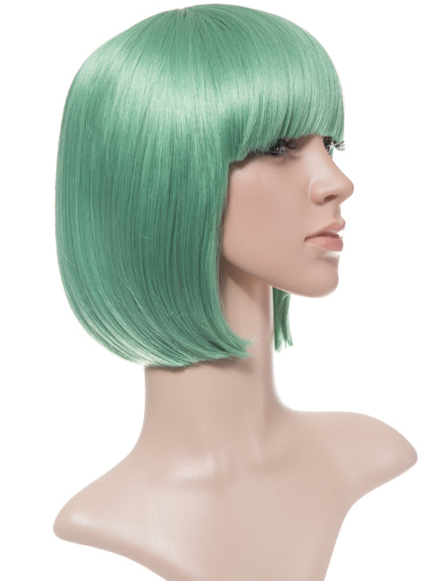 Short Emerald green Bob Wig with Fringe