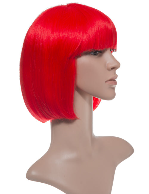 Short fire red Bob Wig with Fringe