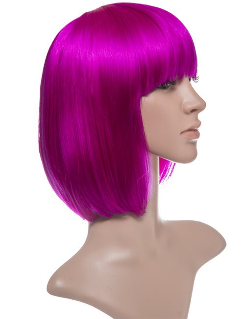 Short cerise violet Bob Wig with Fringe
