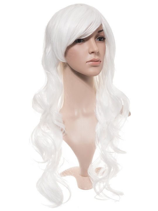 Ice White Long Curly Party Wig
