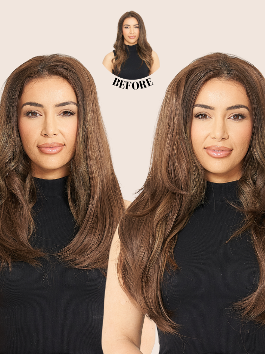 24 Inch Straight to Flick Reversible Half Head Wig Extensions
