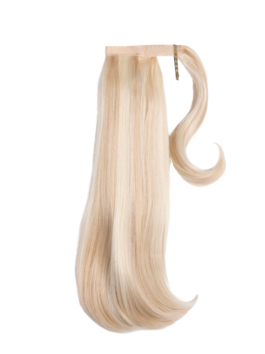 highlight champagne blonde16 Inch Short Straight Wraparound Ponytail