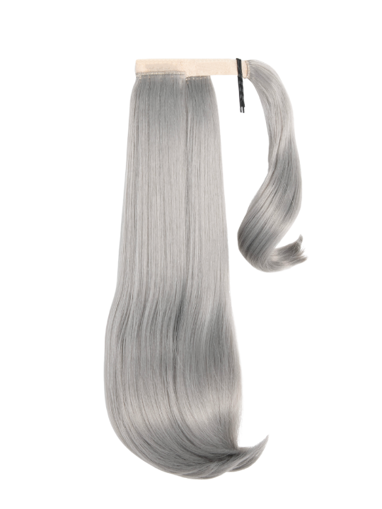 silver grey16 Inch Short Straight Wraparound Ponytail