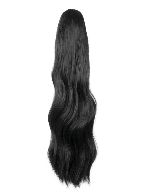 natural black 22 Inch Wavy Claw Clip and Drawstring Ponytail