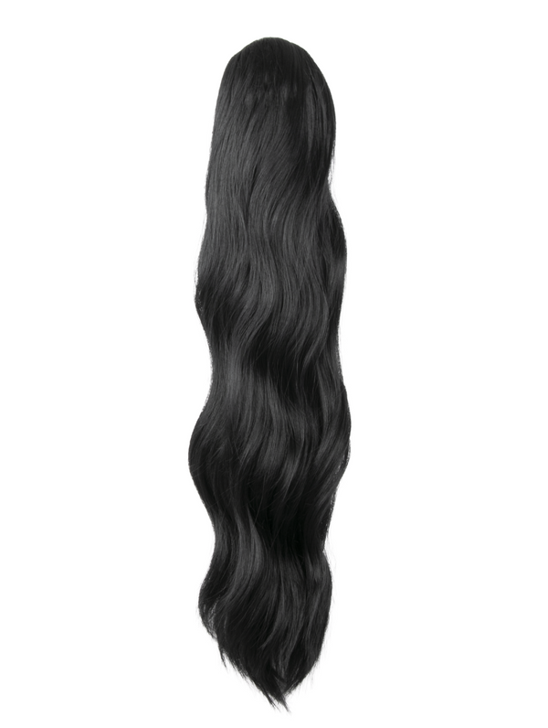 jet black 22 Inch Wavy Claw Clip and Drawstring Ponytail