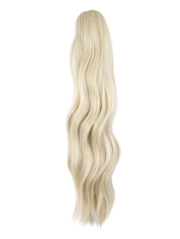 light golden blonde 22 Inch Wavy Claw Clip and Drawstring Ponytail