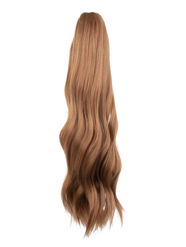 mixed auburn 22 Inch Wavy Claw Clip and Drawstring Ponytail
