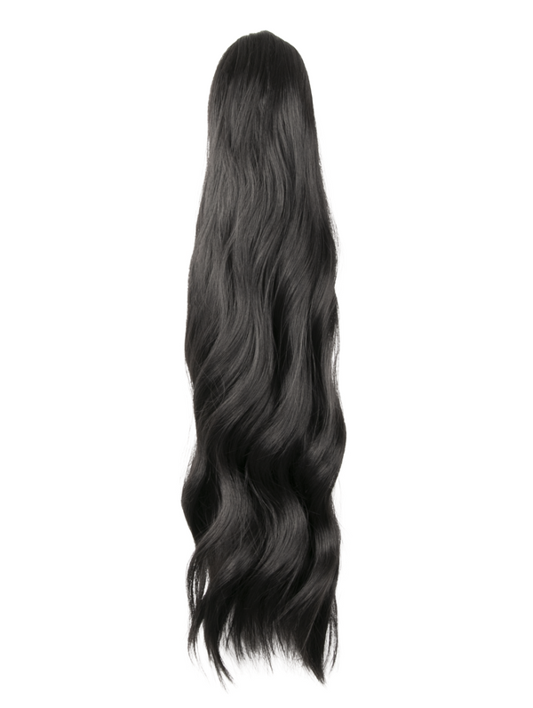 raven 22 Inch Wavy Claw Clip and Drawstring Ponytail