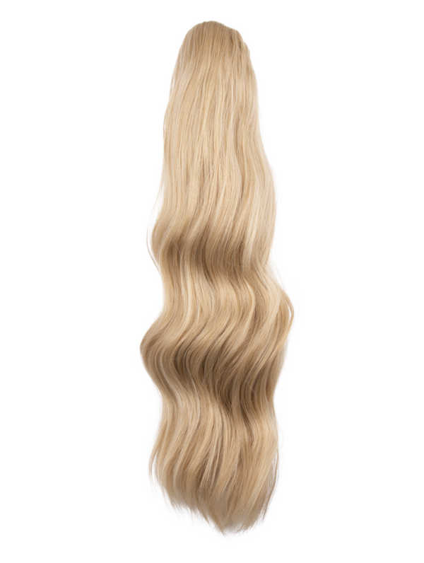 golden blonde 22 Inch Wavy Claw Clip and Drawstring Ponytail