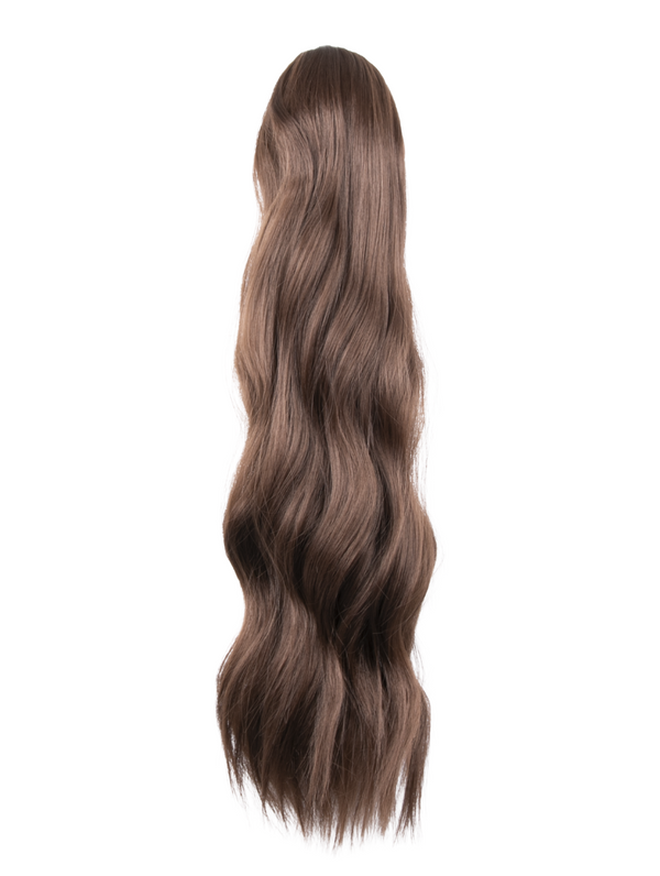 chestnut brown 22 Inch Wavy Claw Clip and Drawstring Ponytail