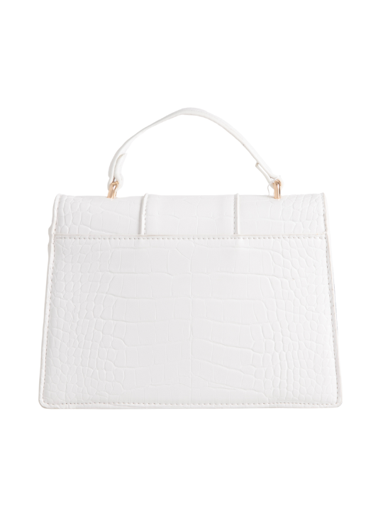 White Semi-Transparent Top Handle Shoulder Bag