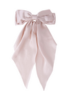 Large Beige Satin Hair Bow with Clip