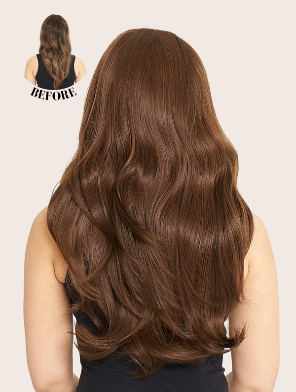 28 Inch Soft Wave Layered Synthetic Half Head Wig brunette