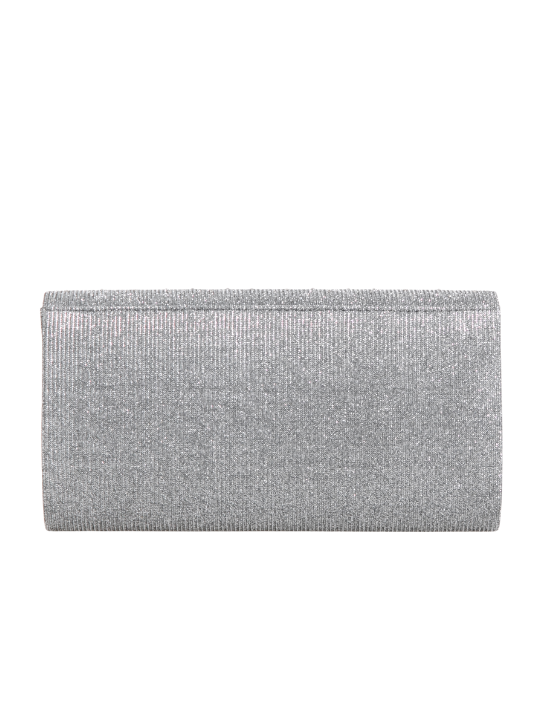 Grey Glitter Rhinestone Foldover Clutch Bag