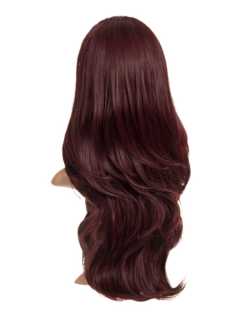 dark burgundy 24 Inch Soft Wave Layered Synthetic Half Head Wig