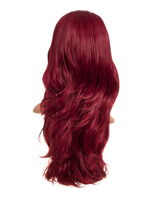 24 Inch Soft Wave Layered Synthetic Half Head Wig burgundy