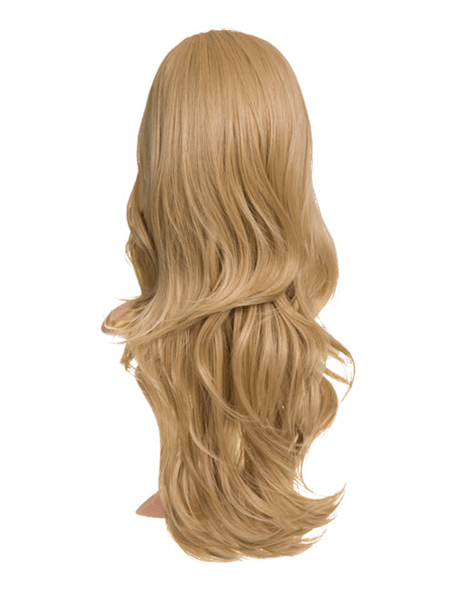 24 Inch Soft Wave Layered Synthetic Half Head Wig caramel blonde