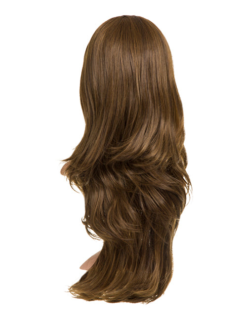 24 Inch Soft Wave Layered Synthetic Half Head Wig dark brown and caramel
