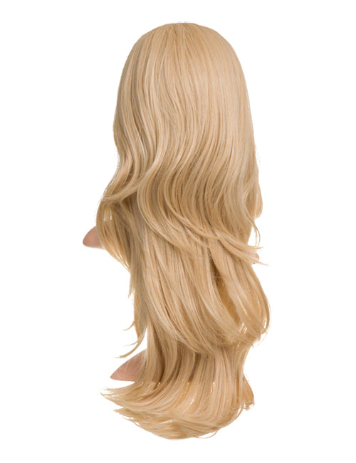 24 Inch Soft Wave Layered Synthetic Half Head Wig champagne blonde
