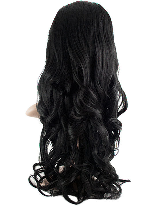 24 Inch Curly Bouncy Half Head Wig Extensions Jet Black