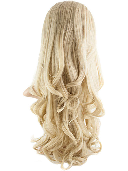 24 Inch Curly Bouncy Half Head Wig Extensions light golden blonde