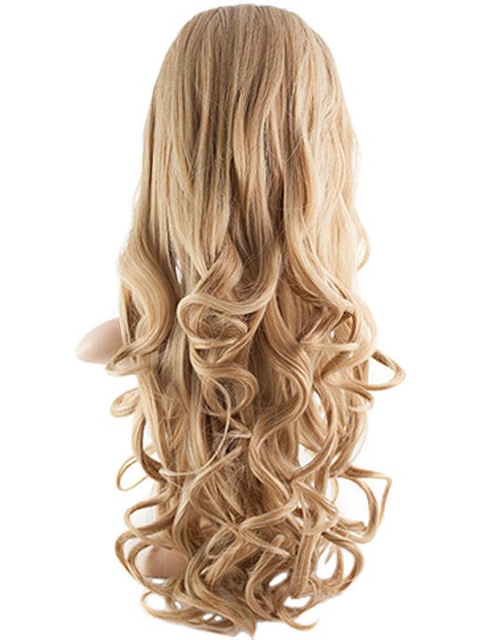 24 Inch Curly Bouncy Half Head Wig Extensions honey blonde