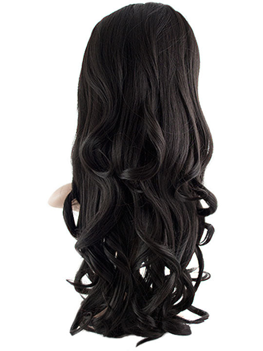 24 Inch Curly Bouncy Half Head Wig Extensions raven