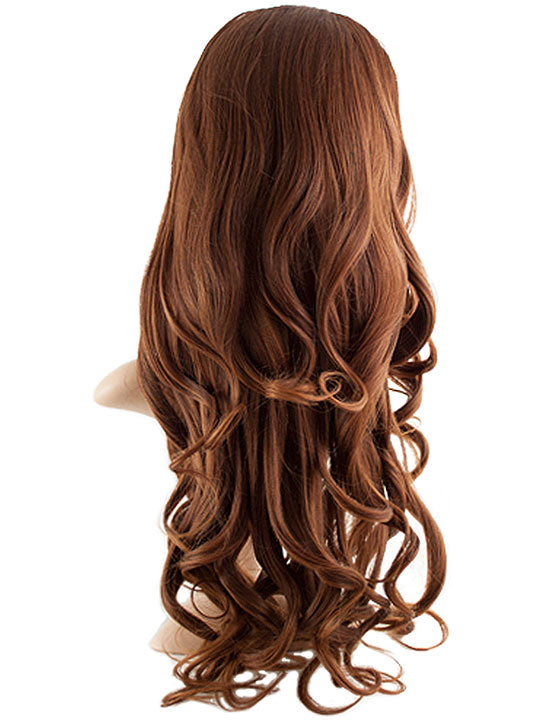 24 Inch Curly Bouncy Half Head Wig Extensions auburn