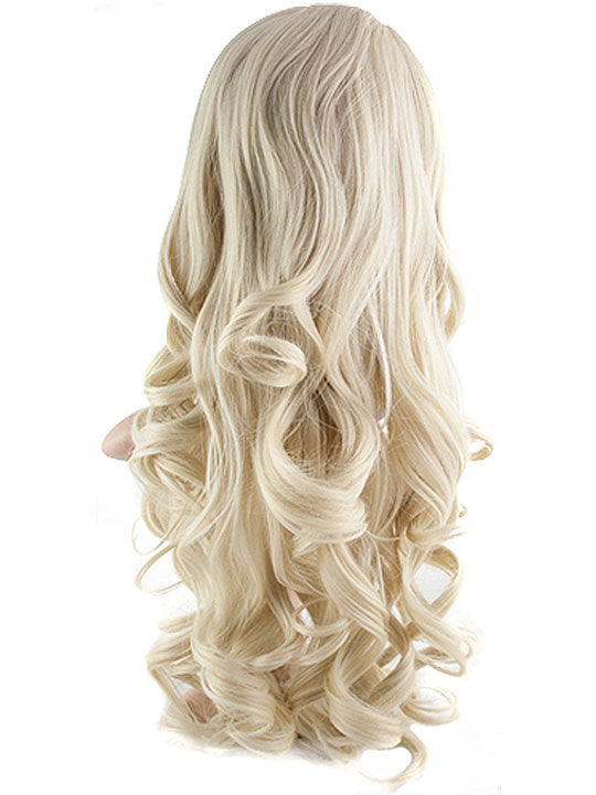 24 Inch Curly Bouncy Half Head Wig Extensions light blonde