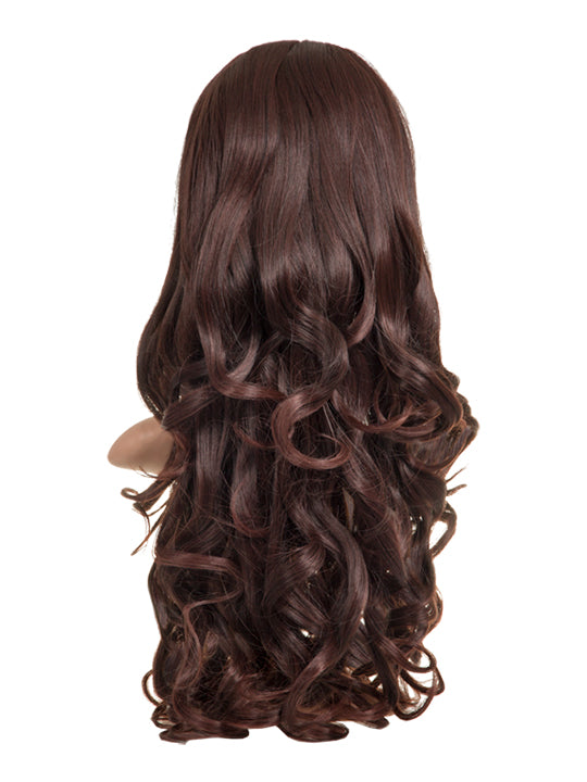 24 Inch Curly Bouncy Half Head Wig Extensions black cherry