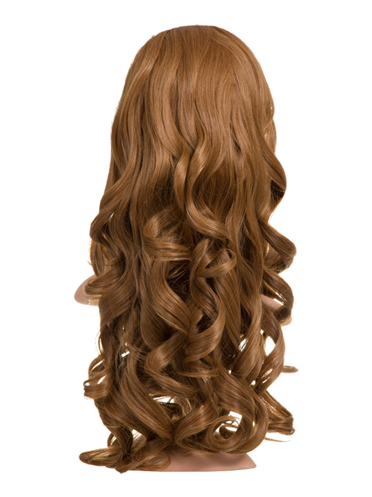 24 Inch Curly Bouncy Half Head Wig Extensions mixed auburn