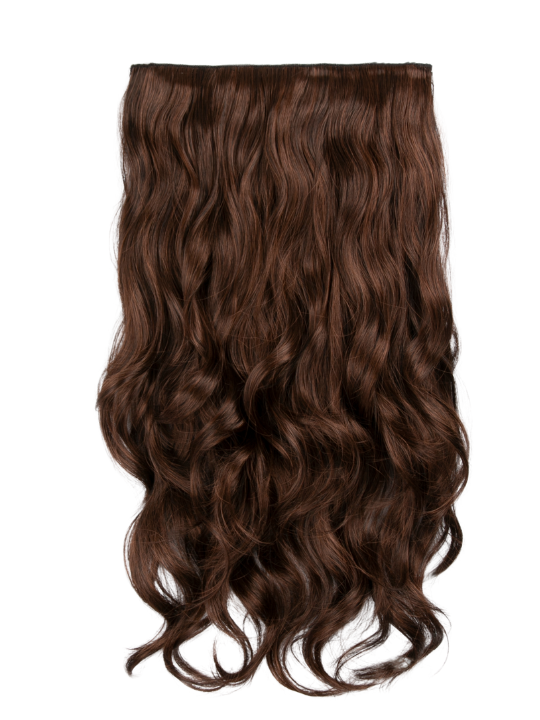 warm brunette 22 Inch Curly One Piece Clip in Syntheti Hair Extensions