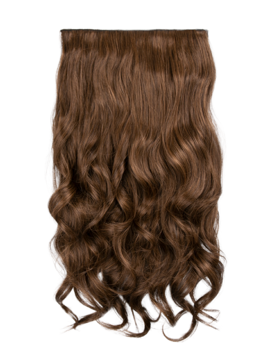 dark brown and caramel 22 Inch Curly One Piece Clip in Syntheti Hair Extensions