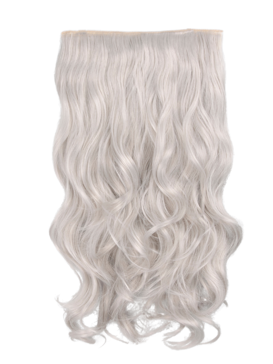 pale grey 22 Inch Curly One Piece Clip in Syntheti Hair Extensions