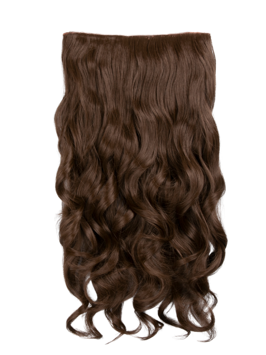 chestnut brown 22 Inch Curly One Piece Clip in Syntheti Hair Extensions