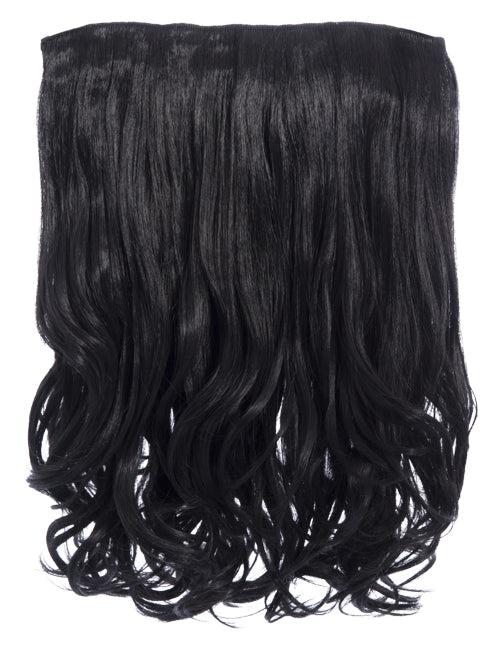 natural black 16 Inch Curly One Piece Clip in Hair Extensions