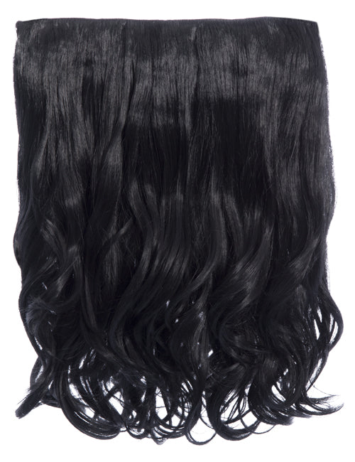 jet black 16 Inch Curly One Piece Clip in Hair Extensions