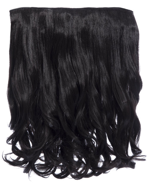 raven black 16 Inch Curly One Piece Clip in Hair Extensions