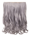 silver grey 16 Inch Curly One Piece Clip in Hair Extensions