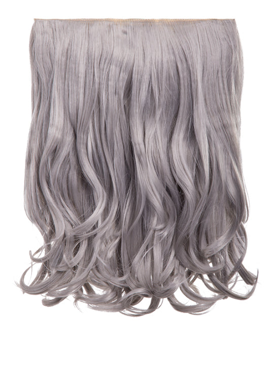silver grey 16 Inch Curly One Piece Clip in Hair Extensions