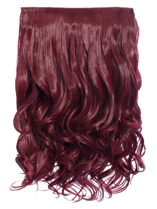 20 Inch Curly One Piece Clip in Hair Extensions burgundy red