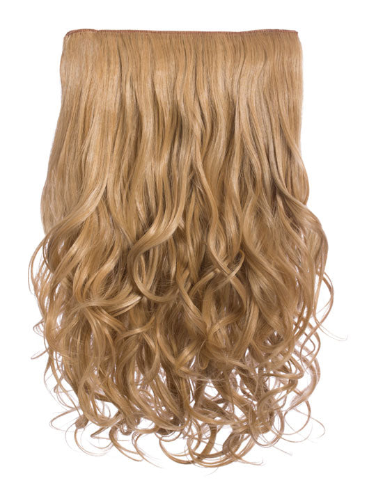 20 Inch Curly One Piece Clip in Hair Extensions caramel blonde