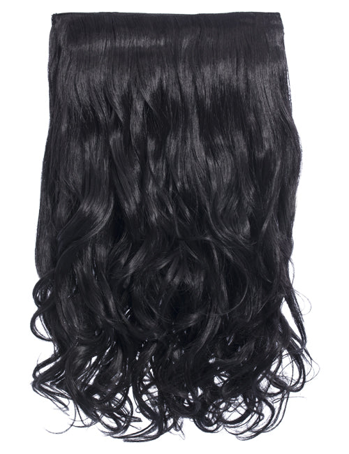 20 Inch Curly One Piece Clip in Hair Extensions natural black